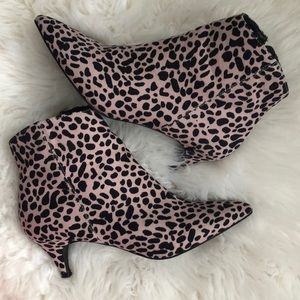 Blush pink / black animal print ankle booties